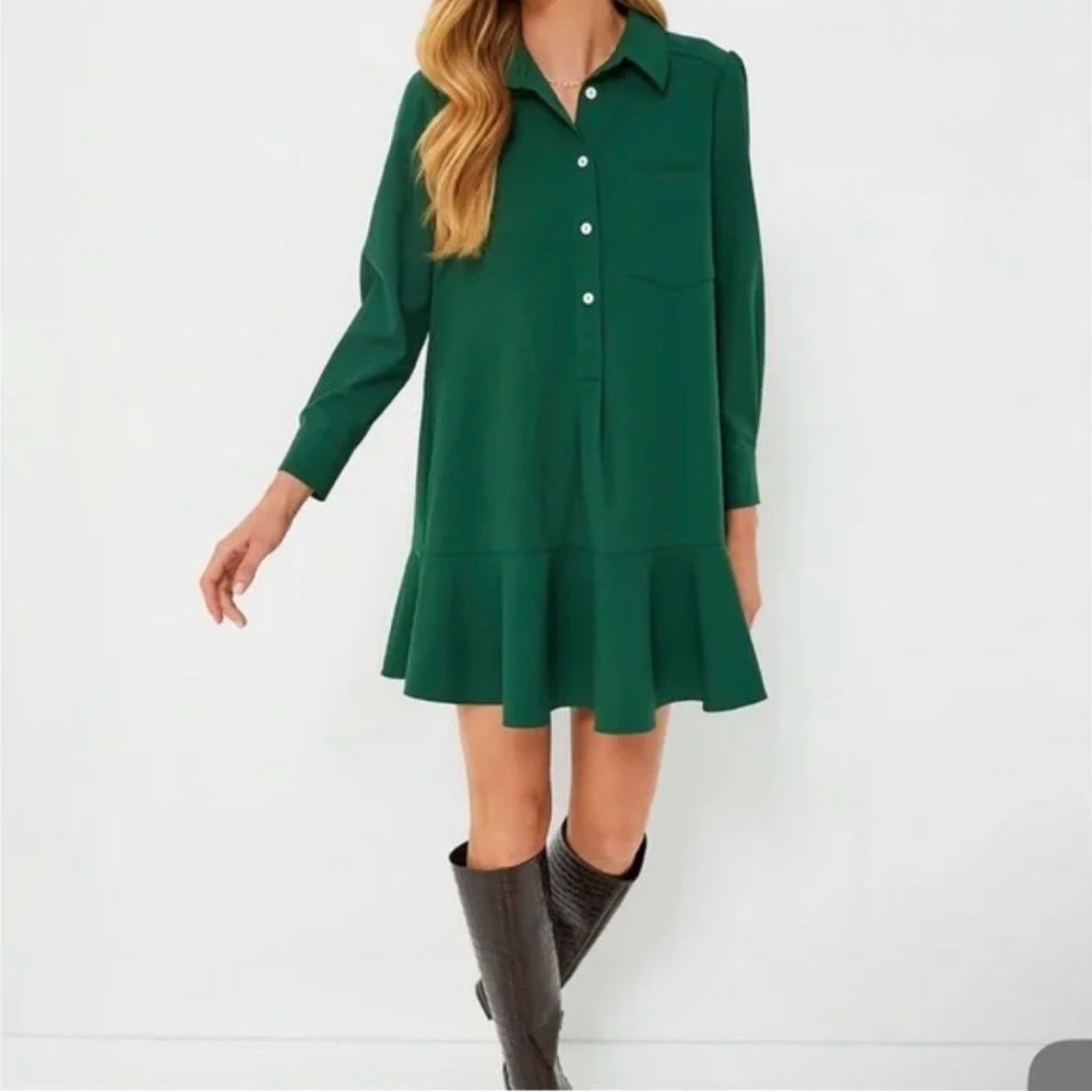 Tuckernuck Hunter Green Crepe Callahan Dress